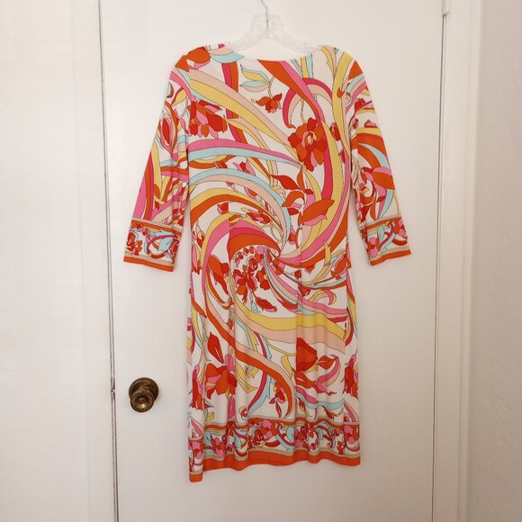 London Times Retro Mod Abstract Floral Shift Dress - Picture 6 of 8